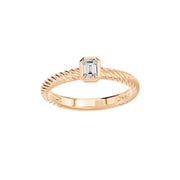 Solitaire Vittoria bague diamant naturel Émeraude 0.20 carat or rose